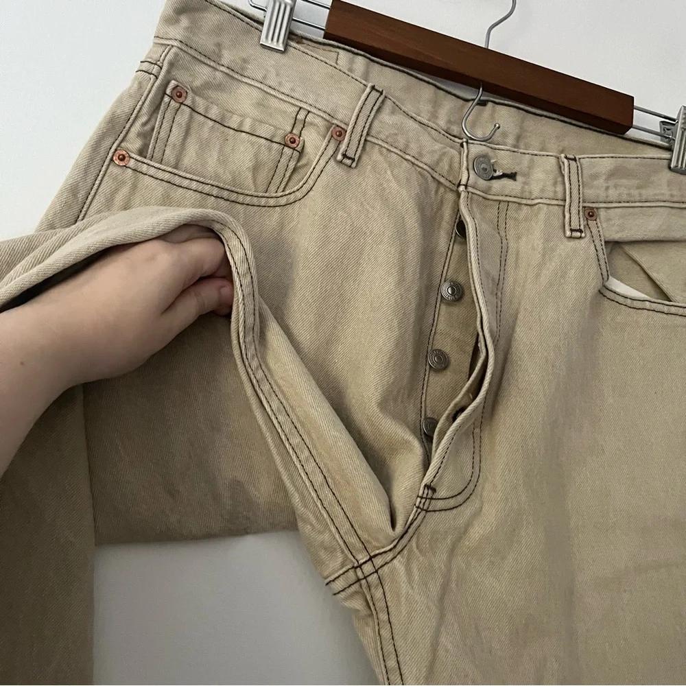 Levis 501 XX Straight Leg Beige Button Fly Rigid Y2K Jeans 36 X 34 (34 X 31)
